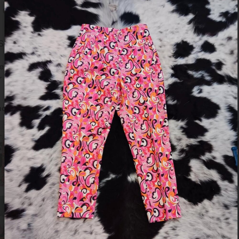 Zara Modern Paisley Print Ankle Pants - Picture 2 of 9